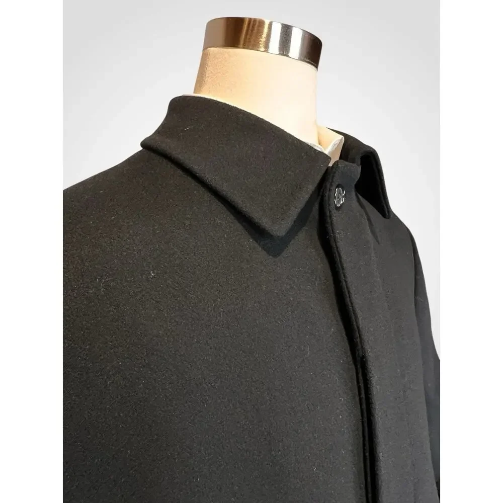 Jos A Bank Mens 44R Black Wool Topcoat Overcoat Knee-Length Walking Coat
